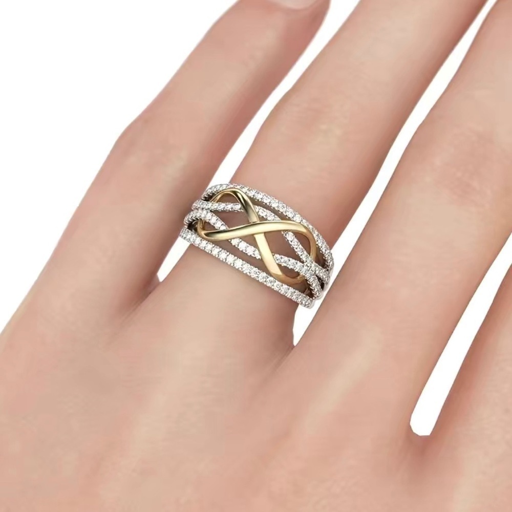 Infinity Rhinestone Gold Ring - Picture 3 of 13